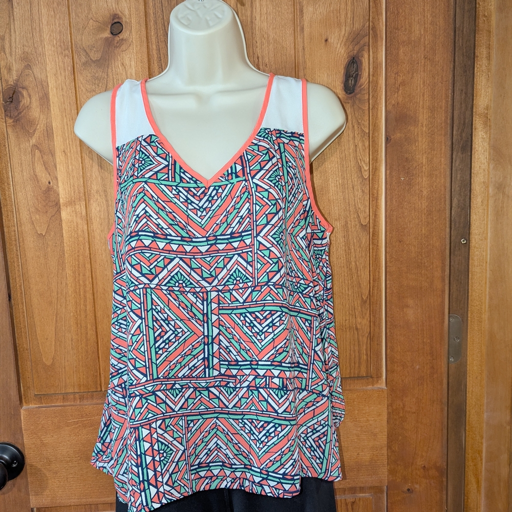 My Michelle‎ Orange Multi Graphic Tank Top